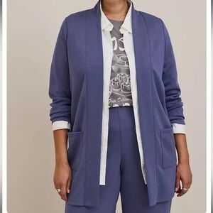 Torrid Studio Cupro Mid-Length Open Front Cardigan with Patch Pockets Size 5